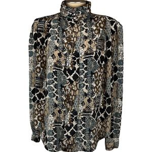 Patterned Silky Shirt with pleats, multi color, vintage